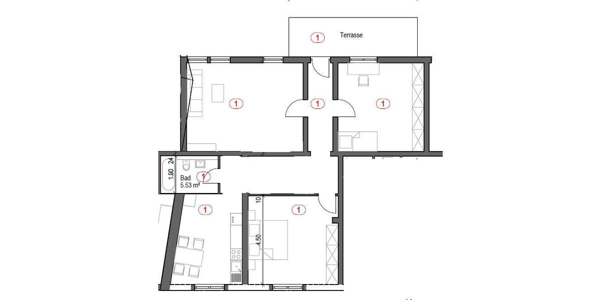 Etagenwohnung Ludwigshafen am Rhein - 3 Zimmer, 108 m&sup2;, 950&euro; | Angebot:27385049